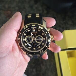 Invicta Black and Gold Chronograph Watch
